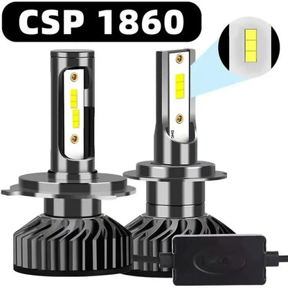 2X High Power H7 H4 LED Car Headlight Bulbs 30000LM CSP COB 6000K Cooling Fan CANBUS Compatible
