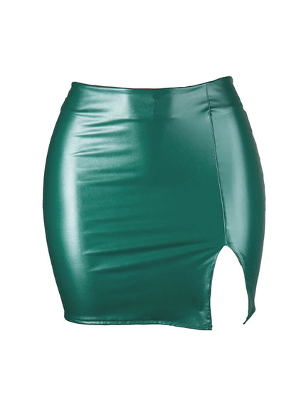 2025 Women PU Leather Night Club Mini Skirt Zipper