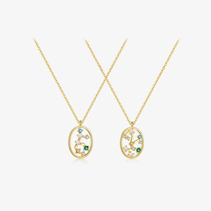 Vewant Women's 925 Sterling Silver Gold Constellation Pendant Necklace with Snake Chain