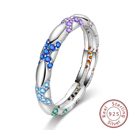 Hot Blue Zircon 925 Sterling Silver Ring for Women Sparkling Star Moon Design Elegant Wedding Jewelry LLTR114