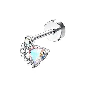 Drperfect 18G Stainless Steel Cartilage Earrings for Women Flat Back Stud Jewelry Set