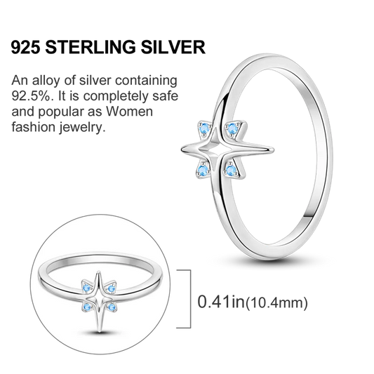 Blue Zircon Evil Eye Ring for Women in 925 Sterling Silver Sparkling Palm Star Moon Wedding Jewelry Gift LKTR219