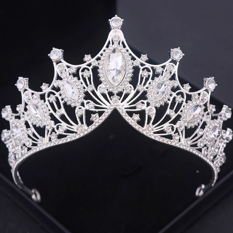 Crystal Crown Bridal Jewelry Set - 3Pcs Rhinestone Necklace & Earring Accessories Silver 1