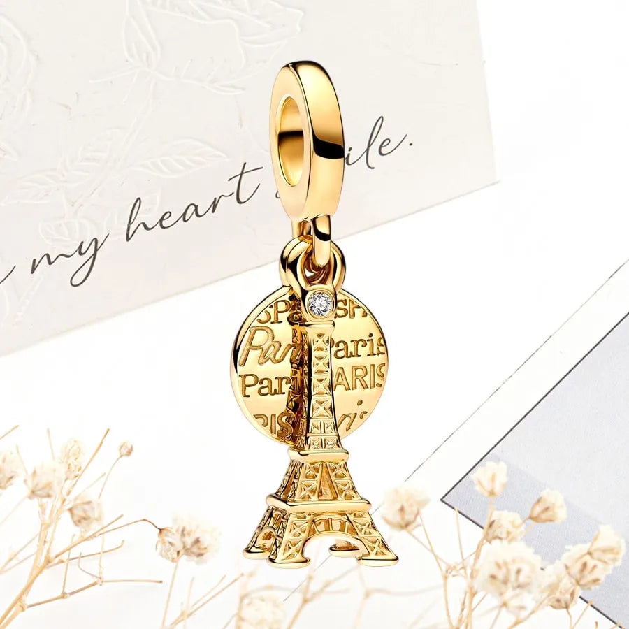 Sparkling Gold Safety Chain Infinity Snake Charm Beads
