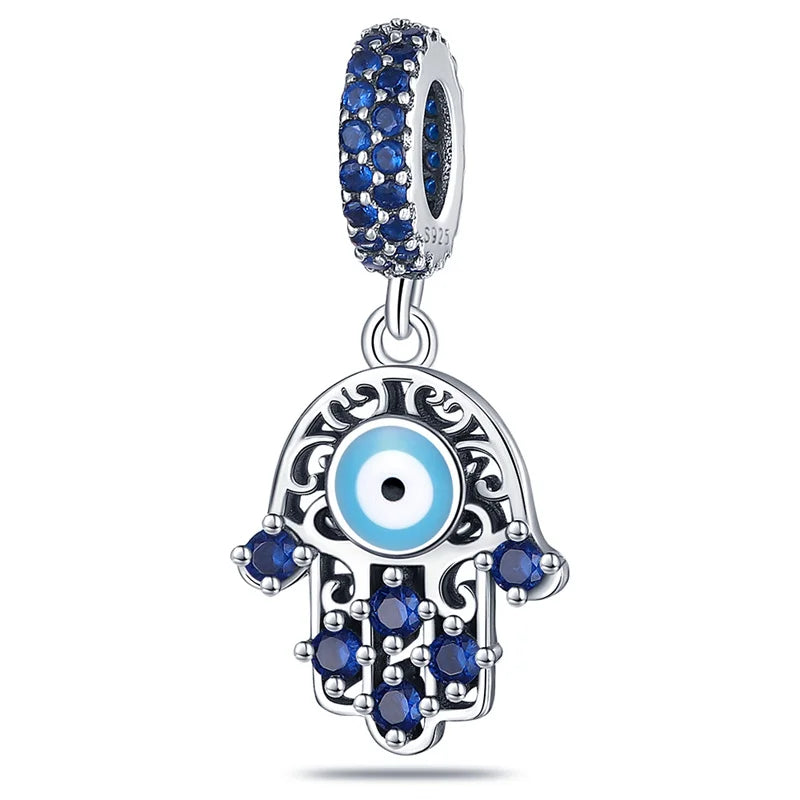 925 Sterling Silver Blue Evil Eye Jewelry Set With Zircon Charms Pendant Ring Earrings For Bracelet Necklace Gift