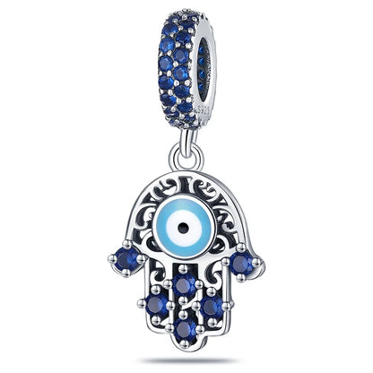 925 Sterling Silver Blue Evil Eye Jewelry Set With Zircon Charms Pendant Ring Earrings For Bracelet Necklace Gift