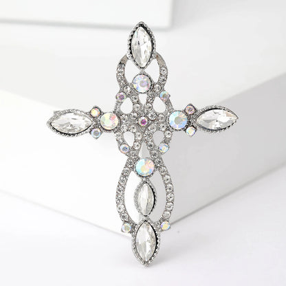 Rhinestone Cross Brooches for Women Stylish Floral Pins Perfect for Parties and Gifts