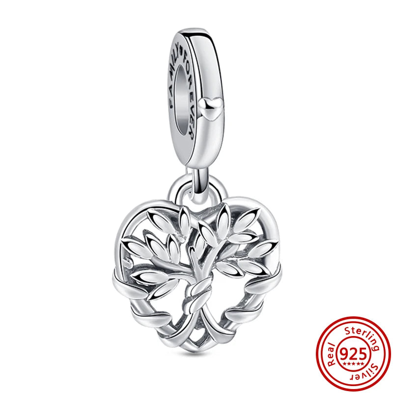 925 Silver Lucky Crown Butterfly Heart Family Tree Beads