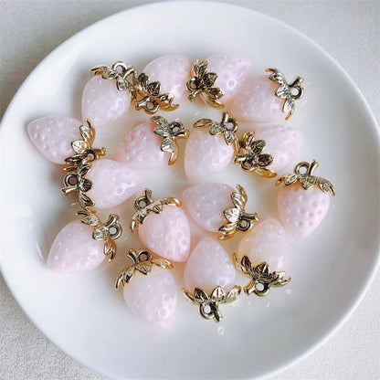 Vibrant 3D Strawberry Resin Charms Set for DIY Jewelry Making