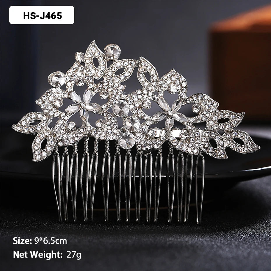 Efily Classic Silver Wedding Hair Combs - Crystal Rhinestone Bridal Accessories HS-J465 Hair Combs
