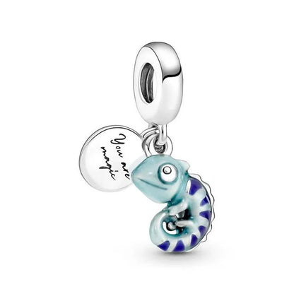 Spring 2025 925 Sterling Silver Blue Flower Butterfly Pendant DIY Charm Bead for Bracelet Necklace Jewelry for Women