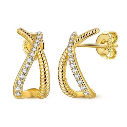 925 Sterling Silver Gold Hoop Earrings Halloween Pumpkin Skull Christmas Tree Zircon Studs for Women DIY Jewelry