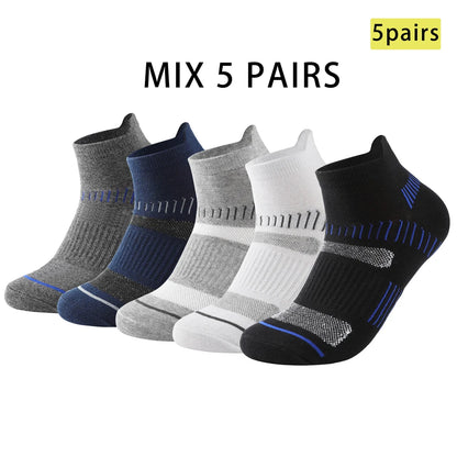 5 Pairs Mens All Season Cotton Crew Socks Moisture Wicking