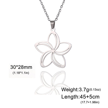 Skyrim Five Petal Flower Pendant Stainless Steel Necklace for Lovers - Elegant Minimalist Wedding Jewelry Gift