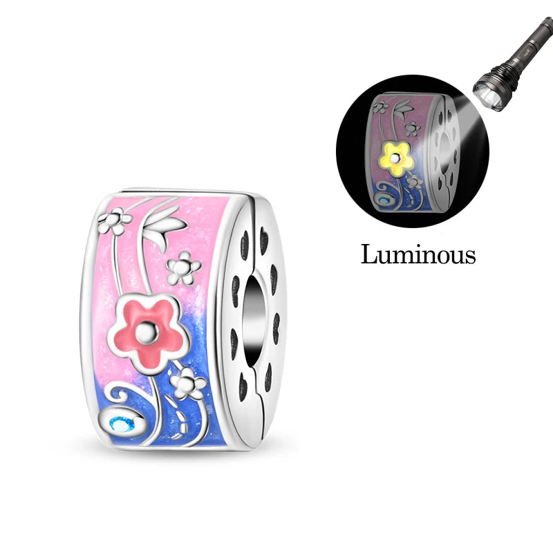 925 Sterling Silver Luminous Lantern Angel Cat Charm