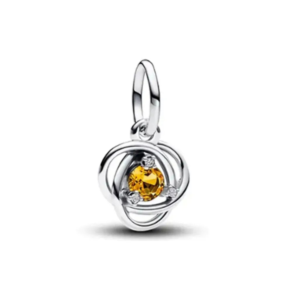 European 925 Sterling Silver Birthstone Pendant Charm Bead for Bracelet and Necklace Jewelry for Women