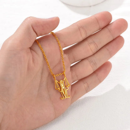 U7 Zodiac Constellations Pendant Necklace Unisex 3D Horoscope Charm Jewelry Gift