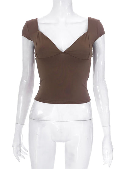 Green V Neck Tank Top For Women 2000s Aesthetic Streetwear