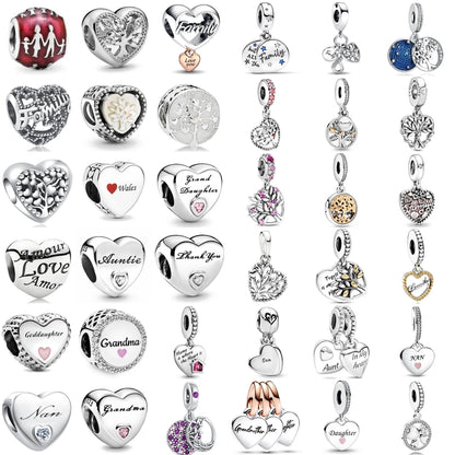 925 Sterling Silver Loving Grandma Family Tree Charm