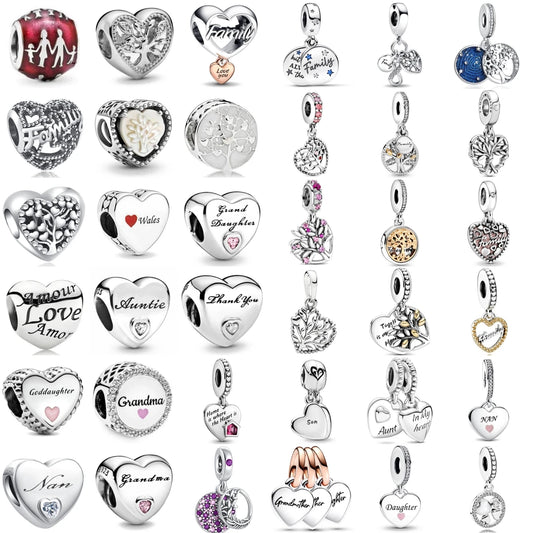 925 Sterling Silver Loving Grandma Family Tree Charm