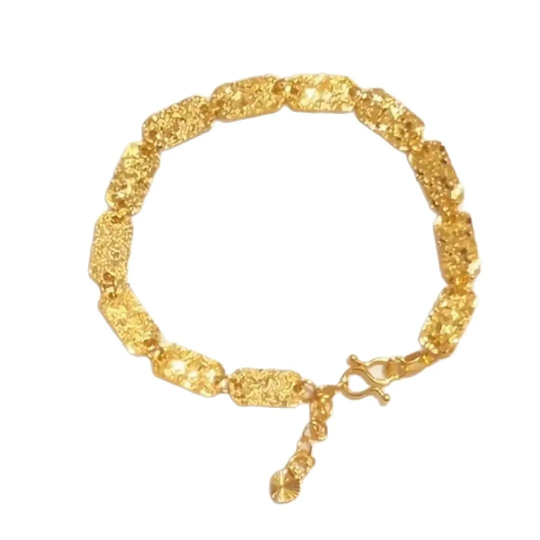 Elegant 24K Gold Women's Bracelet With Square Plate Design