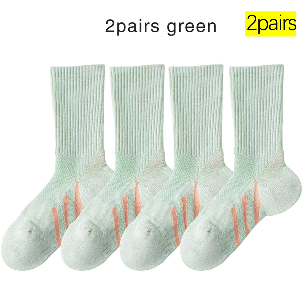 Women Mid Calf Arch Support Cushioned Sports Socks For Tennis