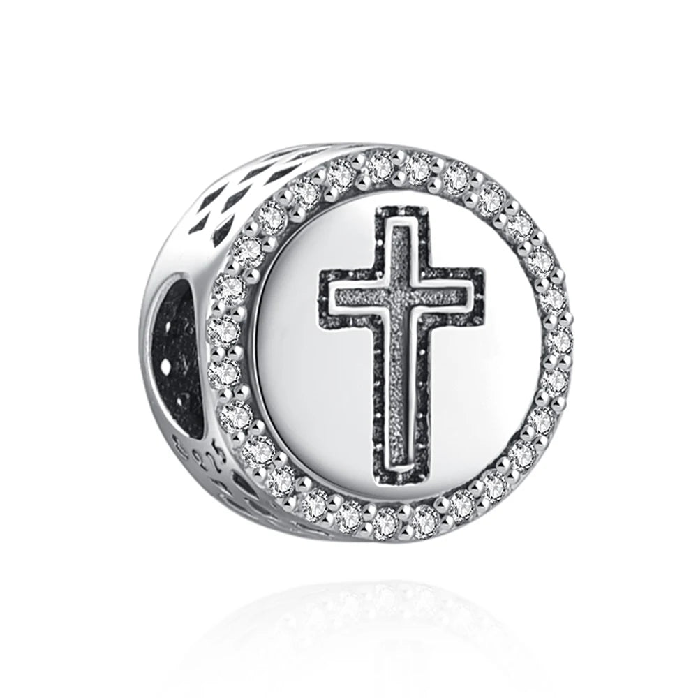 925 Sterling Silver Nurse Cross DIY Charms Beads Zircon