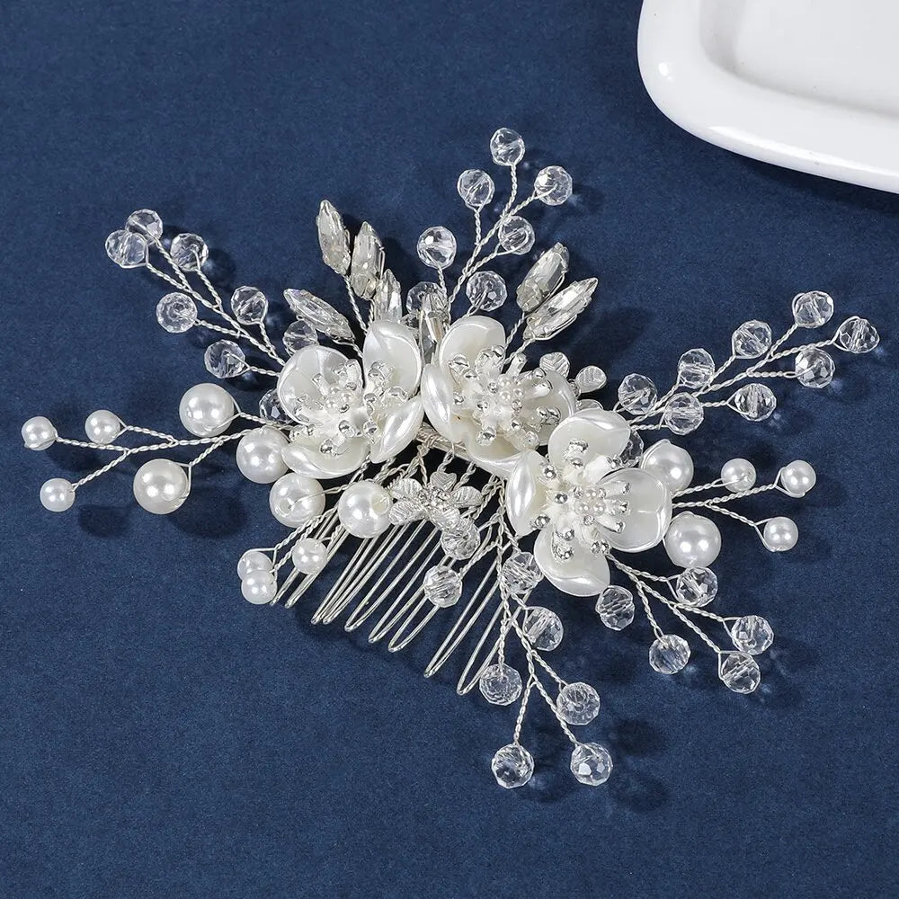 Korean Pearl Hair Combs - Handmade Hairpins & Clips for Women, Brides & Girls GE-10