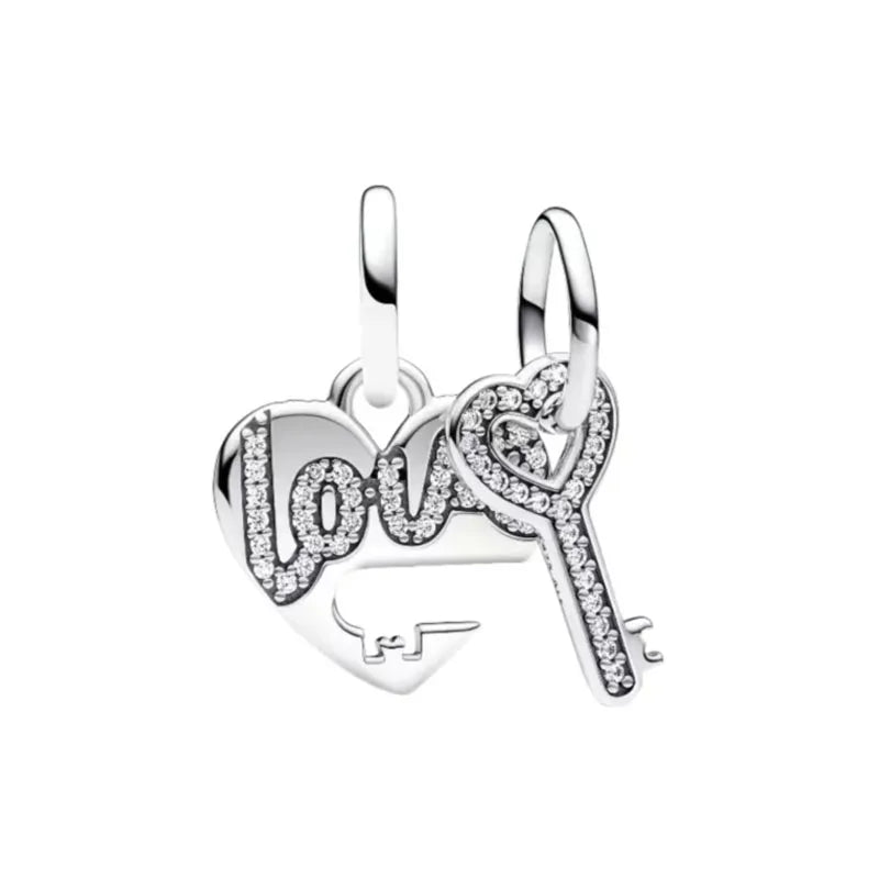 Elegant 925 Silver Backpack Bow Rose Bead Pendant for DIY European Bracelet Jewelry P1854