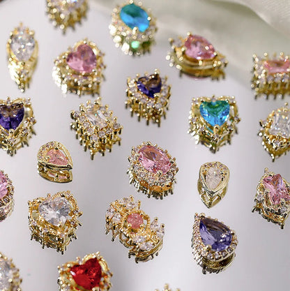 Luxury Zircon Nail Art Charms Set with Random Multi-Shape Crystal Rhinestones for 3D Nail Decoration