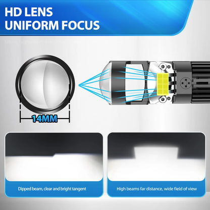 High-Performance Mini Projector LED Car Headlight 26000LM H11 H9 H8 Bulb - 6500K CSP Chips, Easy Canbus Installation, Fog Light Compatible