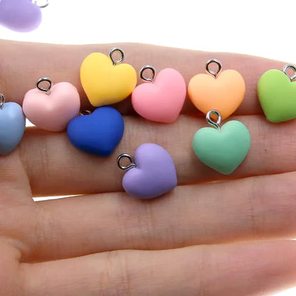 Sweet Bell 9 Color Resin Heart Charms Set for DIY Jewelry and Accessories