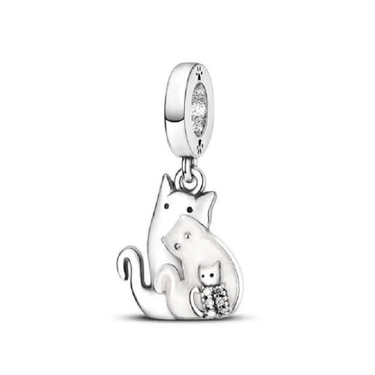 Exquisite 925 Silver Cat Claw Pendant Beads with Safety Chain for European Bracelets B4279