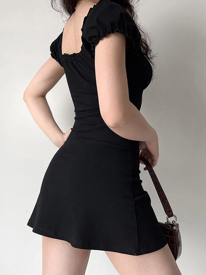 Summer Lace Up Backless Hollow Bodycon A Line Dress Women