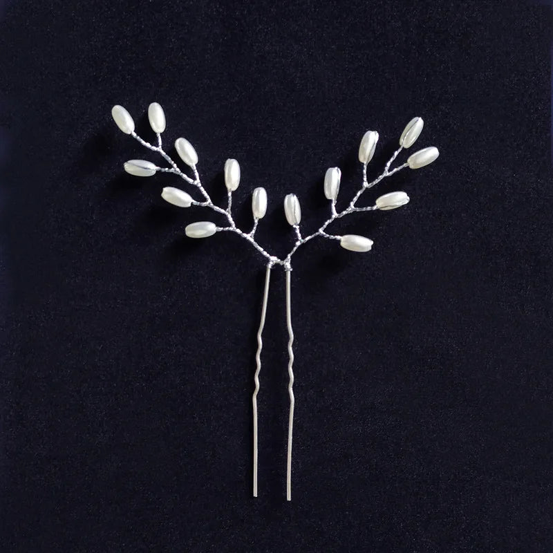 Elegant Bridal Rhinestone Hair Pins with Pearls for Wedding and Party