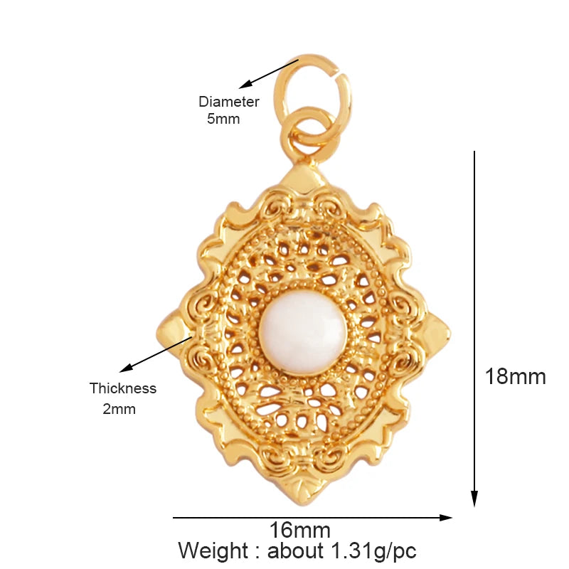 Gold-Plated Celestial Moon Star Charm Pendant with Cubic Zirconia for Jewelry Making