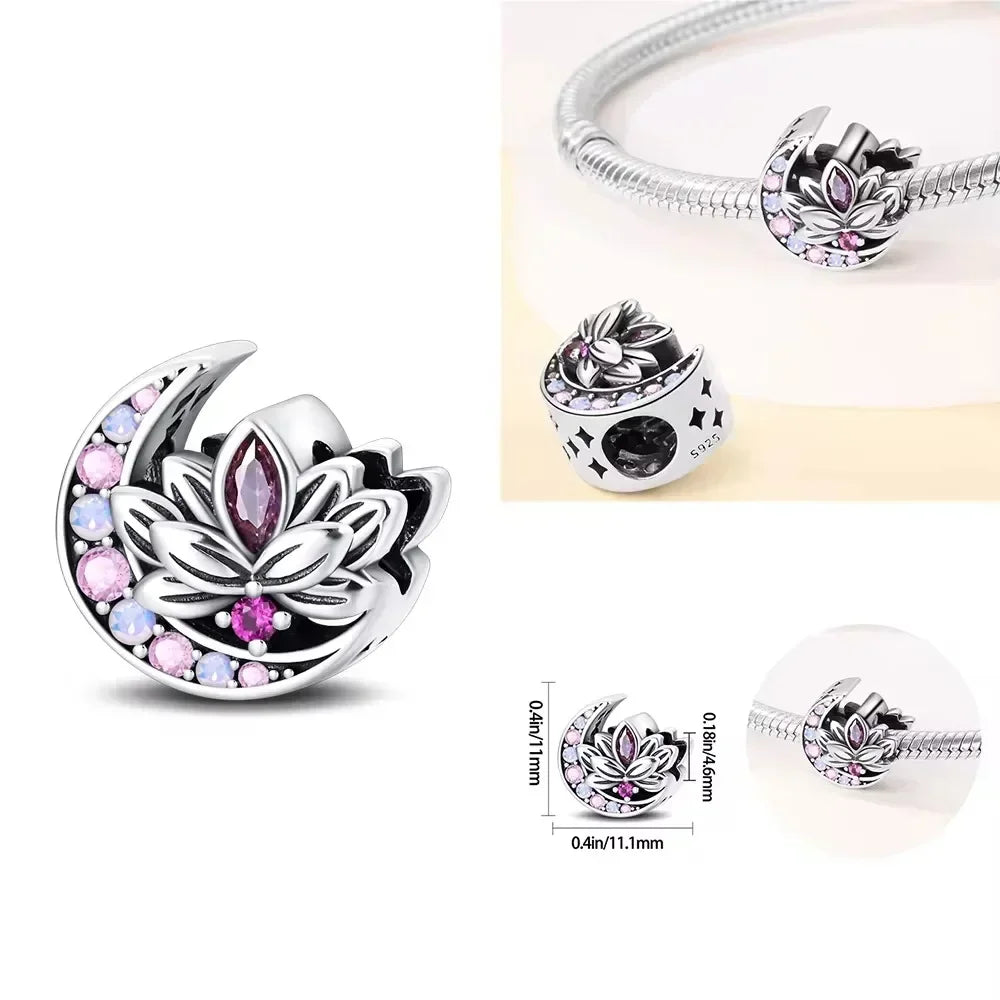 925 Sterling Silver Purple Star Animal Heart Flower Charms Beads for DIY Necklace and Bracelet Jewelry Gift