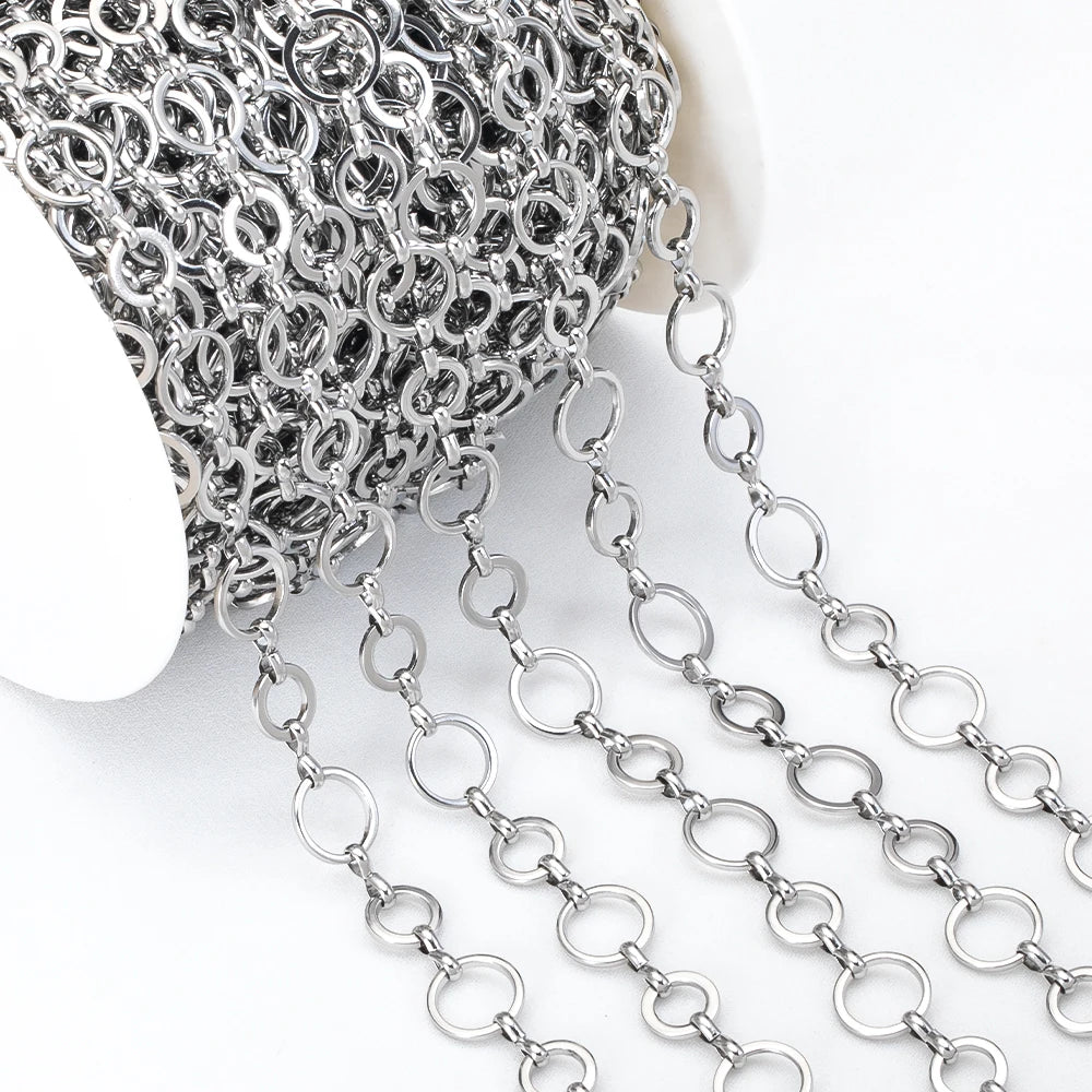 Stainless Steel Circle Link Chain for DIY Jewelry Making Necklace and Bracelet Supplies