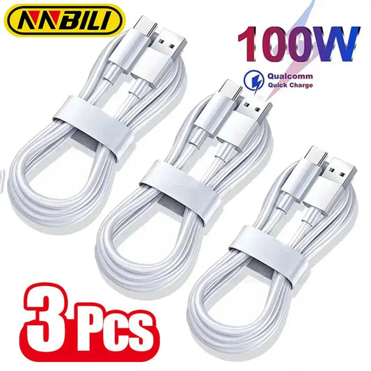 NNBILI 1-3PCS 10A 100W Type C Super Fast Charging Cables