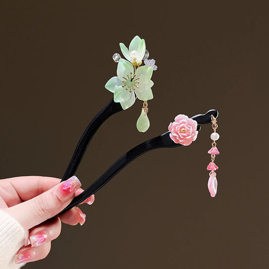 Elegant Hanfu Style Handmade Wooden Hairpin for Weddings and Special Occasions