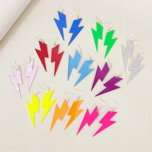 KUGUYS 6.5cm Glitter Neon Acrylic Drop Earrings for Women Classic Summer Accessory