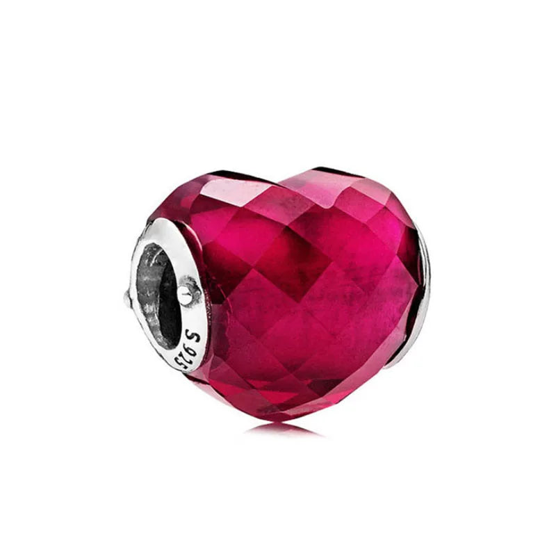 European 925 Sterling Silver Red Series DIY Charm Beads for Bracelet and Necklace Jewelry for Women
