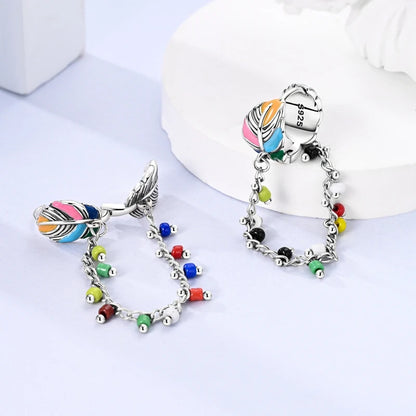Original 925 Sterling Silver Tassel Earrings for Women Zircon Sparkling Pave Hoop Studs Anniversary Jewelry Gift