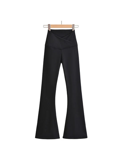 Fall Korean Style Flare Leg Yoga Pants For Women Black