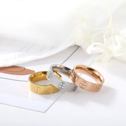 Luxurious Gold Stainless Steel Cross Rings for Couples – Timeless Wedding Jewelry Gift