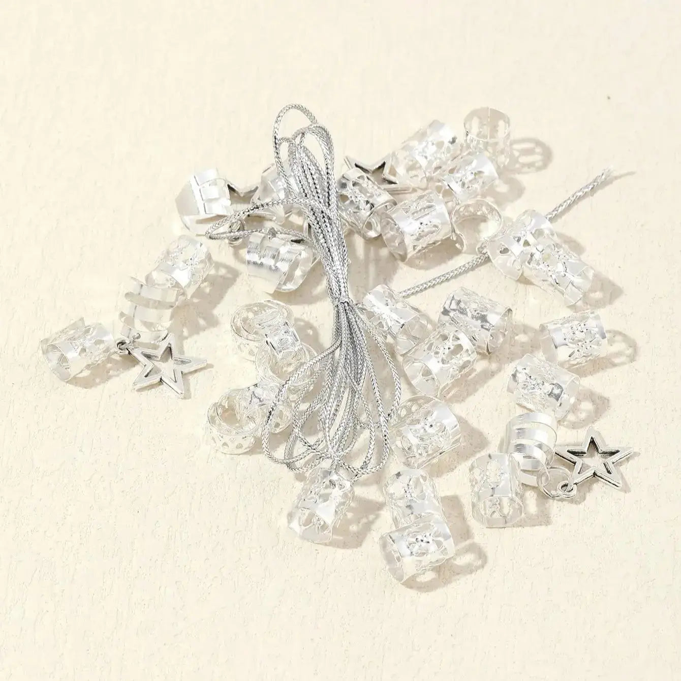 36pcs Star Hair Rings Braiding Cuffs Accessories for Dreadlocks and Braids