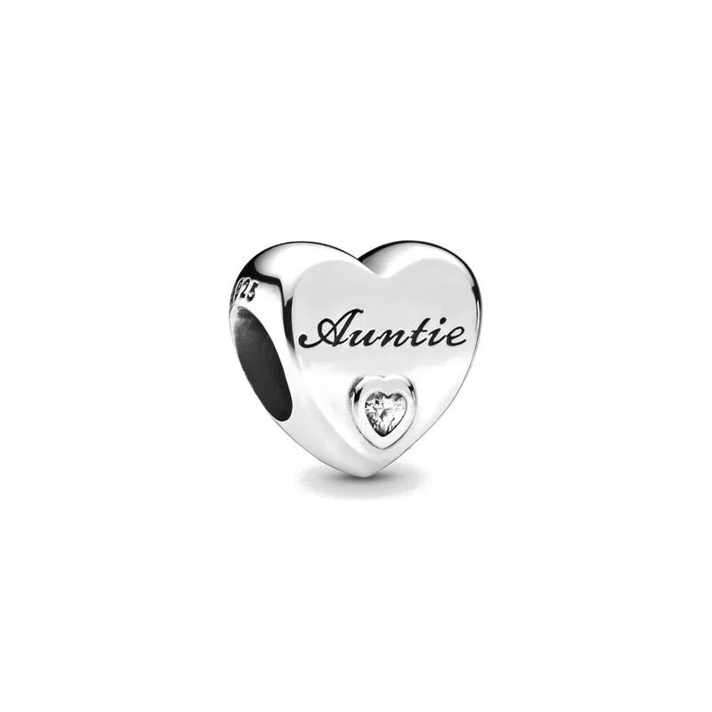 European 925 Sterling Silver Heart Charm Bead for Sister and Daughter Jewelry Perfect for Mother's Day Gifts