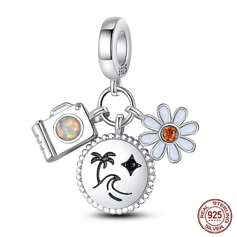 Sterling Silver Camera Coffee Cup Charm Beads for Qikaola Bracelet Jewelry DIY