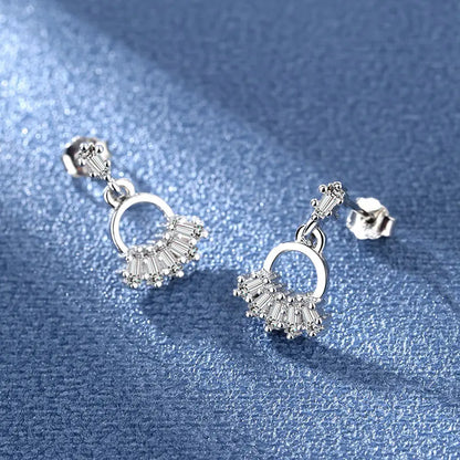Sterling Silver CZ Crystal Plant Stud Earrings for Women and Teens