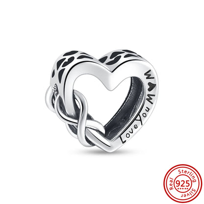 Silver Animal Hearts Infinity Crown Bead Charms Bracelet for Women 925 Sterling Silver Jewelry Y020